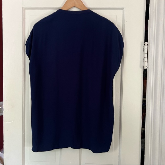 JOHNNY WAS CALMÉ Blue Short Sleeve Peasant Top with Tassels Size Small - Picture 5 of 10